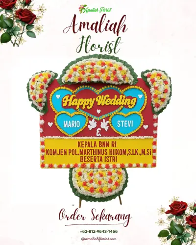 Karangan Papan Bunga Pernikahan di Majangtengah